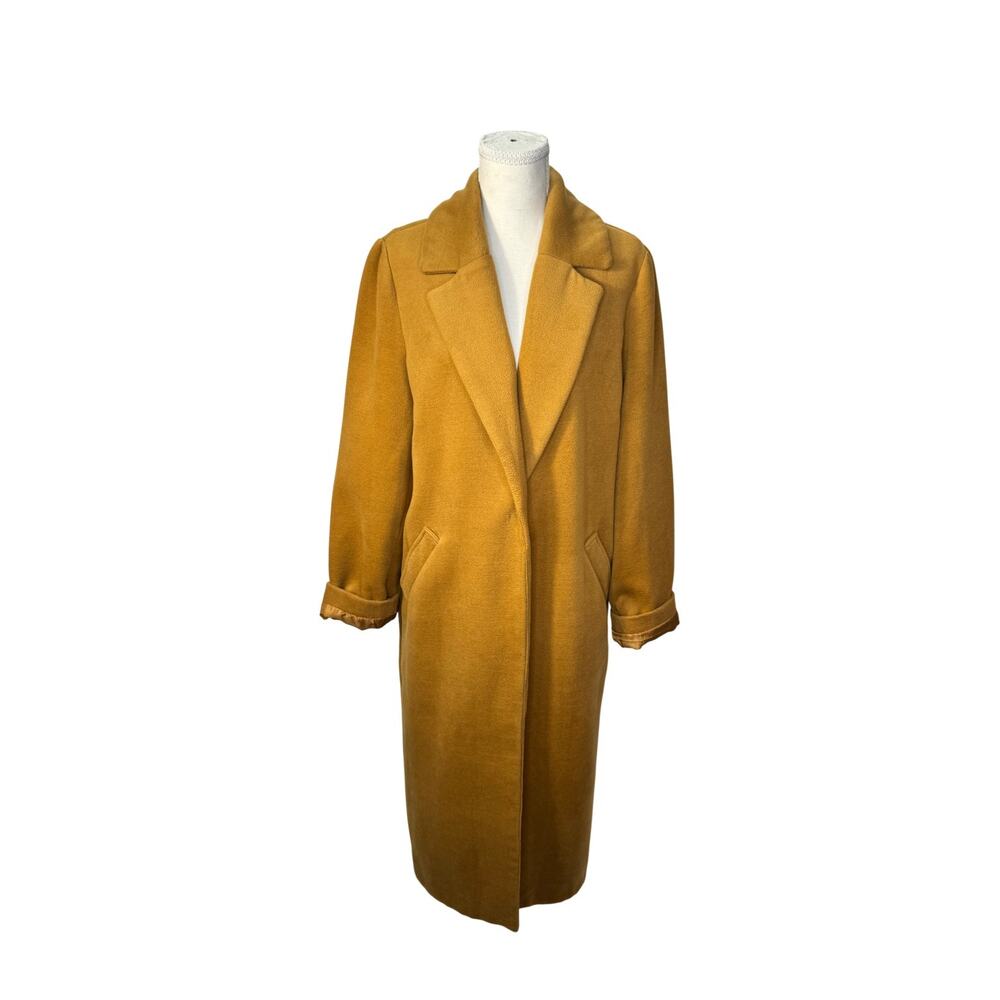 Camel Longline Over Coat Women’s Medium Minimalist Quiet Luxury 90s Old Money - Picture 1 of 16